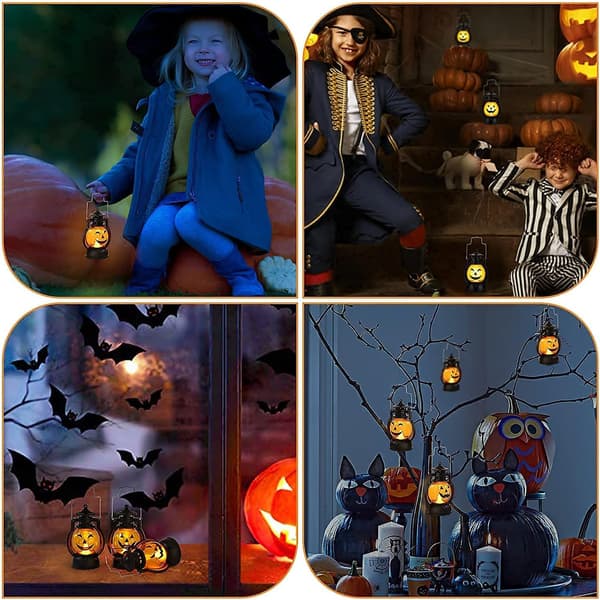 3 STK Halloween Græskar Lanterner til Børn LED Lysende Håndholdte Græskar Lys Batteridrevne Indendørs & Udendørs Dekoration