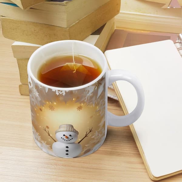 Vinter Snögubbe Hål i Väggen Kaffemugg Målad Mugg Kreativ Rymddesign Mångsidig Mugg Unisex Mugg Present