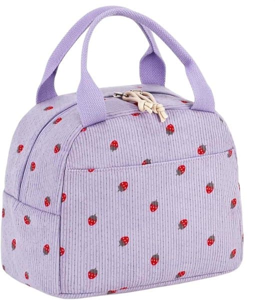 Termisk lunsjpose - Gjenbrukbar handlepose - Ta med lunsjen din - Romslig og robust - 27 x 20 x 5 cm - Lilla