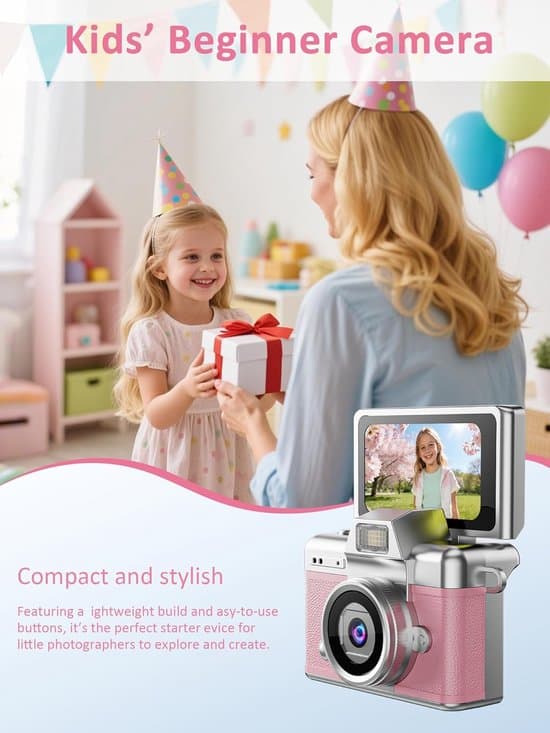 Kamera – Digitalkamera – Minikamera – 1080P – 32GB – Lommeformat – Egnet for barn og voksne, samleobjekt og reisegave – Rosa