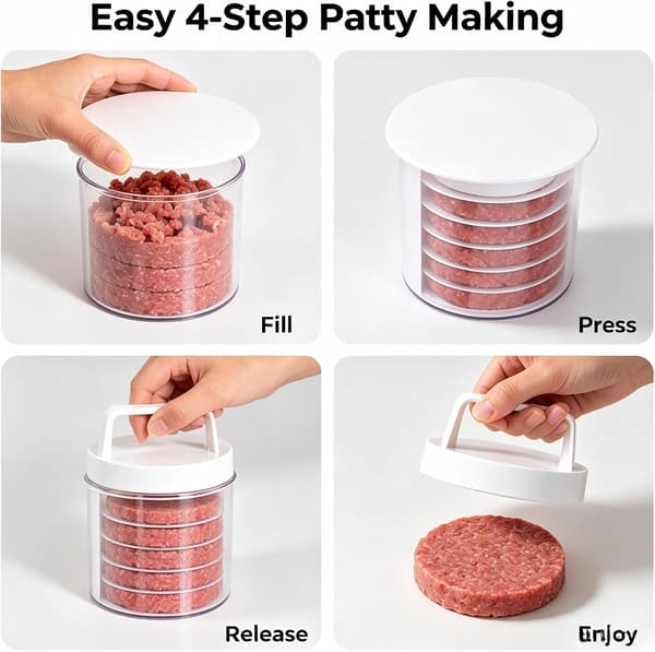 Burger Patty Maker Flerlagers Burgerpress Set för BBQ Hemlagad Förberedelse