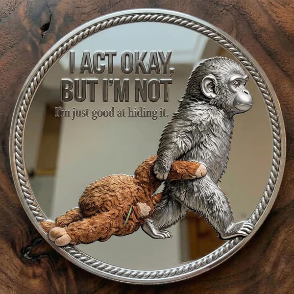 Punch the Monkey Emotional Support Coin Punch The Monkey Mindemønt Dobbelt-sidet Babymonkey Kæleplys Samlermønt