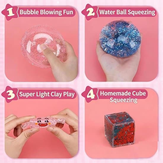 Häfttejp - Klibbiga Händer - Bred Häfttejp - Glitter Nano Dubbelsidig Häfttejp Set - Bubbeltejp Kit - Med Glitter - 1mm x 5cm x 3m - Rosa