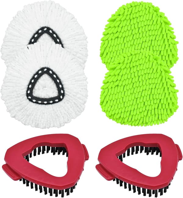 Mopphode-erstatning for Ocedar EasyWring 1 Tank, 4 mikrofiber-spinnmopp-påfyll med 2 skrubbehoder, dyp rengjøring og vaskbar