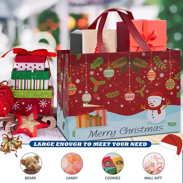12-pack julklappspåsar 13” stora återanvändbara tygkassar