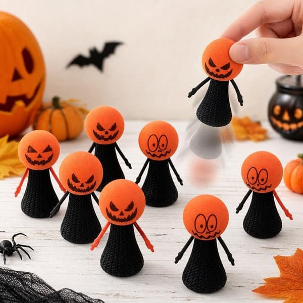 Hoppelegetøj 12 stk. sjovt græskarhoved Halloween festartikler