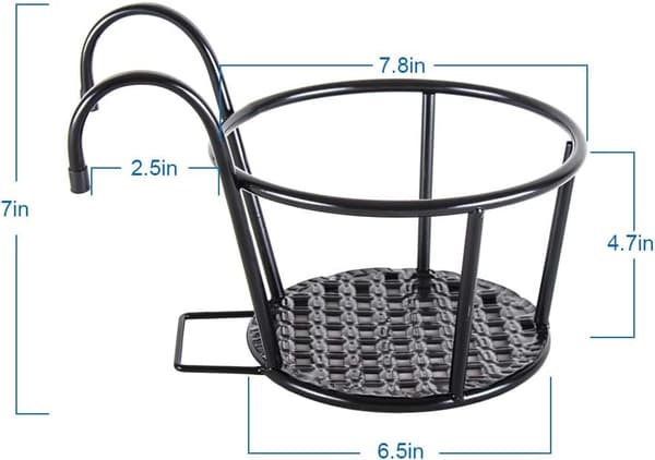 Väggkorgsställ i smidesjärn för blomlådor, metallstaket, montering - 3-pack svart