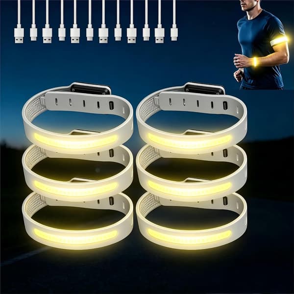 Löparljus för löpare USB-C uppladdningsbara LED-armband 6-pack