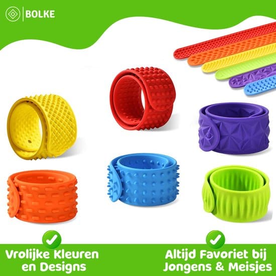 Fidget-legetøj - 6 silikone-slap-armbånd - Festartikler & gaver til børn og tumlinger