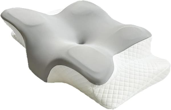 Fjärilsformad nackkudde i memoryskum - Ergonomiskt sidostöd med långsam återhämtning för djup sömn (grå)