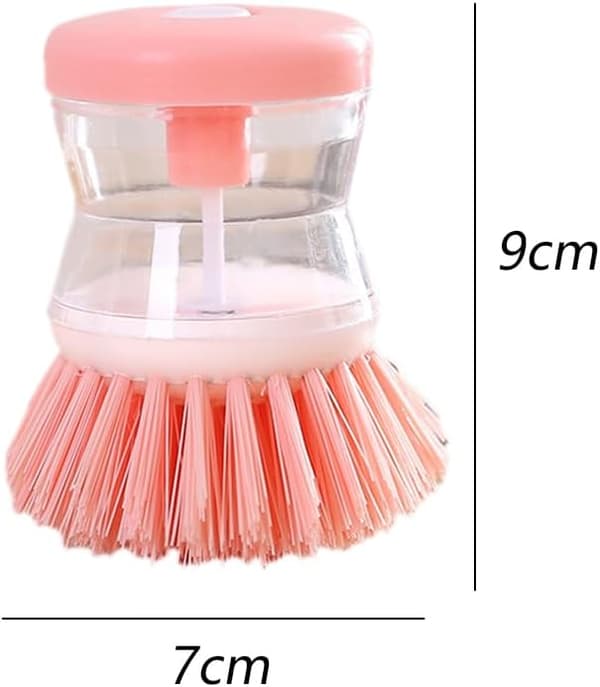 2 STK Sæbedispenser Opvaskebørste, Køkkenrengøringsbørste til Opvask, Gryder, Pander & Vask med Indbygget Sæbedispenser (Pink)