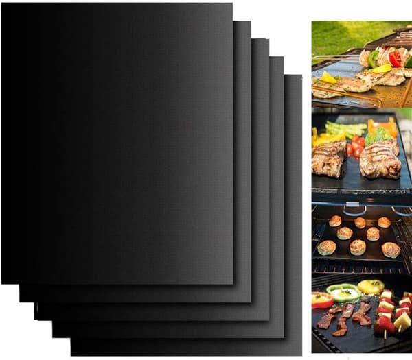 10-pakke Grillmatte Ovnmatte Bakematte - Non-stick - 40x33 Svart