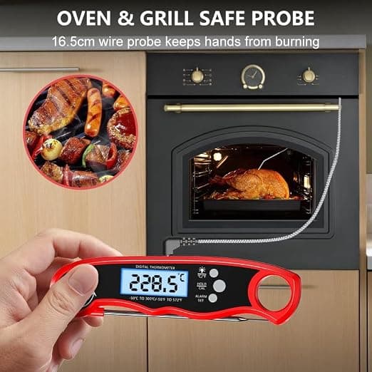 Kødtermometer Digitalt Øjeblikkeligt Aflæsningsmadtermometer med Dobbelt Probe Baggrundsbelyst LCD-display Kalibreringsfunktion Køkkentilbehør til BBQ