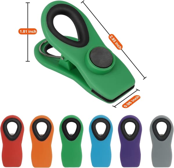 Chip Clips Magnetiska påsklämmor för matförvaring 12-pack flerfärgade