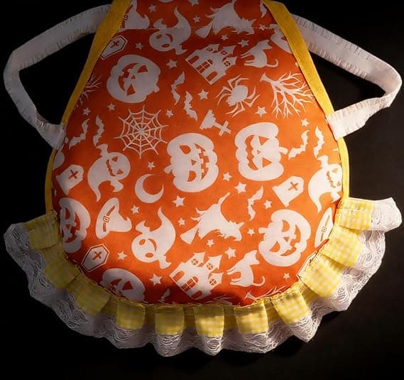 Pumpa Halloween Kycklingsadel Förkläde - Hönfjäderskydd & Ryggskydd, Volangspetskant för Fjäderfävård