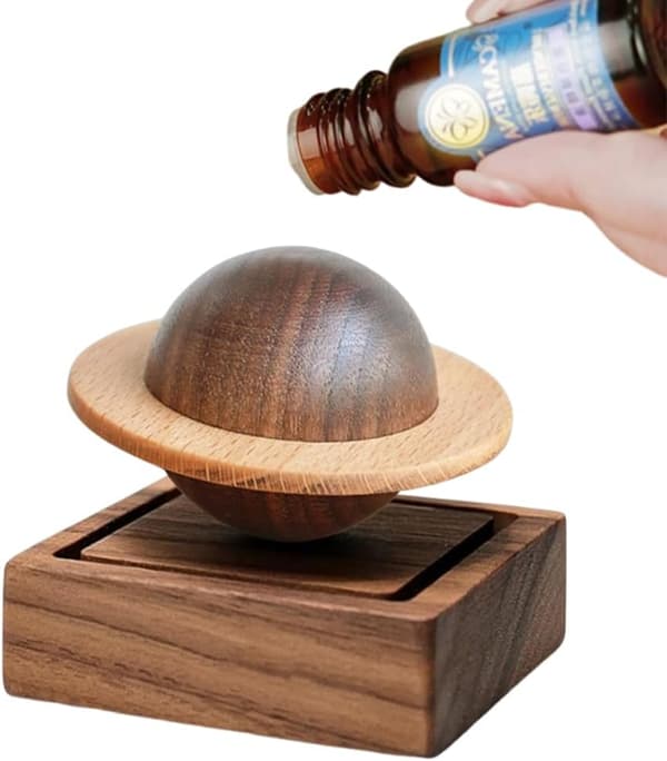 Træ æterisk olie diffuser Planet Valnød Aroma Terapi Passiv Diffuser til skrivebord, bord, hjemmekontor, bil, garderobe, yogasal og SPA Gaver til yoga