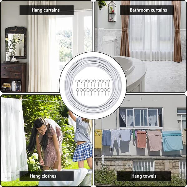 Hvit gardinwire 10M gardinwire Hvit gardinwire med gardin