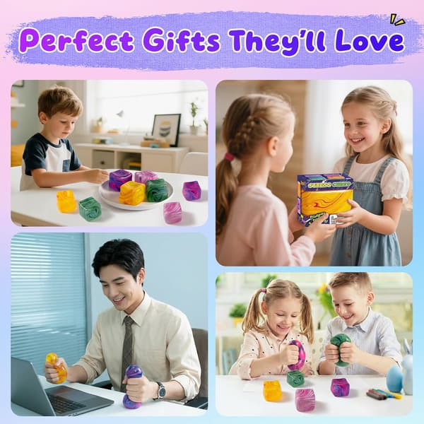 Squishy Stress Cube Fidget Legetøj, Iskube Sensorisk Stressbold til Angstlindring, Autismevenligt Klemmelegetøj til Børn og Voksne (pink) pink