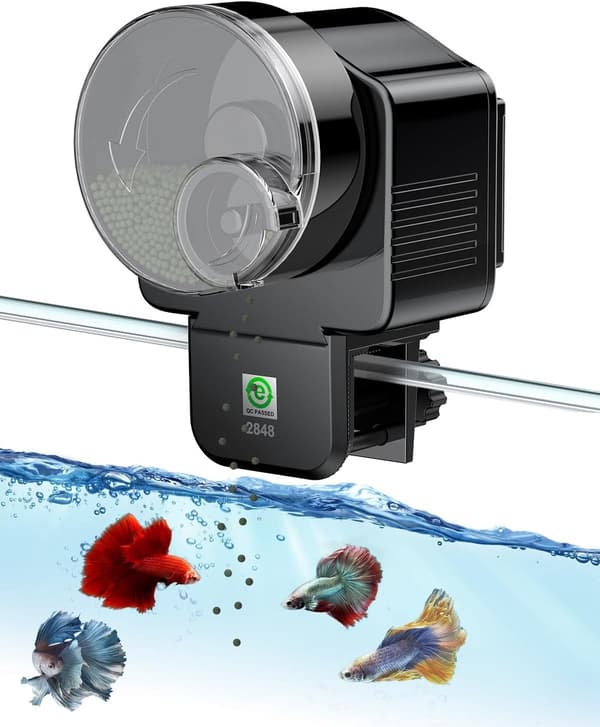 Automatisk fiskmatare – Stöder 12/24-timmars timer Justerbar matningsvolym Batteridriven – Lämplig för akvarier och (batterier ingår ej)