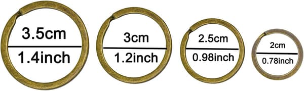 4x15 stk 20+25+30+35mm Split Hoop Nøkkelringer Nøkkelringholder Antikk Bronse DIY (60 stk)