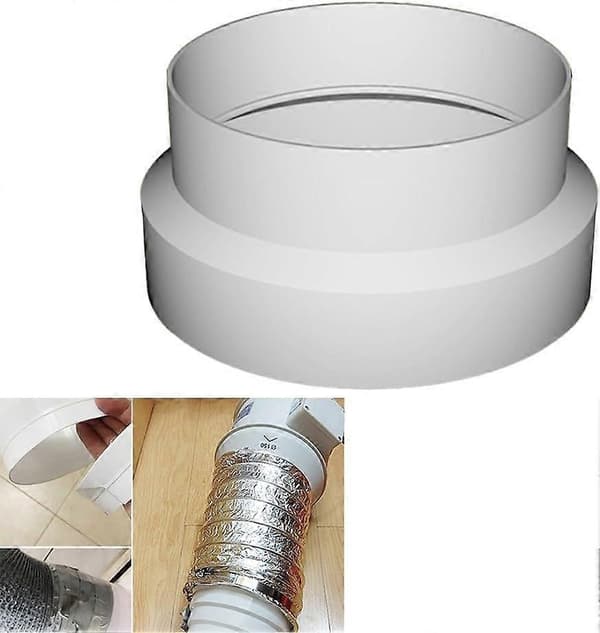 ABS udluftningsrør reducerende adapter 100-118 mm, fortykket kanalventilatorforbindelse til tørretumbler, emhætte, badeværelsesventilation, hvid