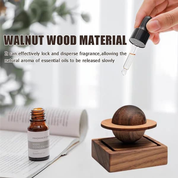Træ æterisk olie diffuser Planet Valnød Aroma Terapi Passiv Diffuser til skrivebord, bord, hjemmekontor, bil, garderobe, yogasal og SPA Gaver til yoga