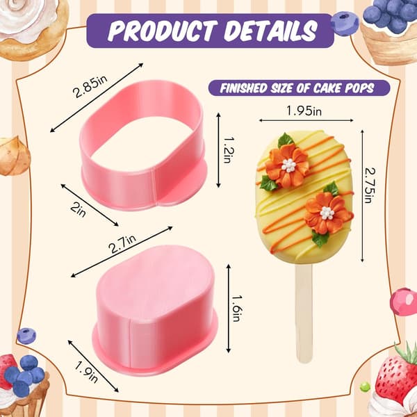 Cakesicle Cutter Cakesicle Form Pink 2.8” Oval