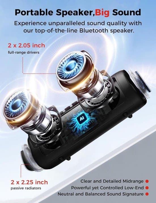 Bærbar Bluetooth-høyttaler | IPX5 Vanntett | 20 timers spilletid | HD-lyd | TWS-paring