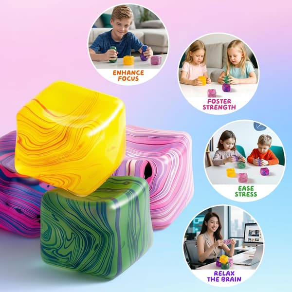 Squishy Stress Cube Fidget Legetøj, Iskube Sensorisk Stressbold til Angstlindring, Autismevenligt Klemmelegetøj til Børn og Voksne (lilla) purple