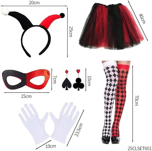 Halloween rutigt mönster Harlequin kostymtillbehörsset