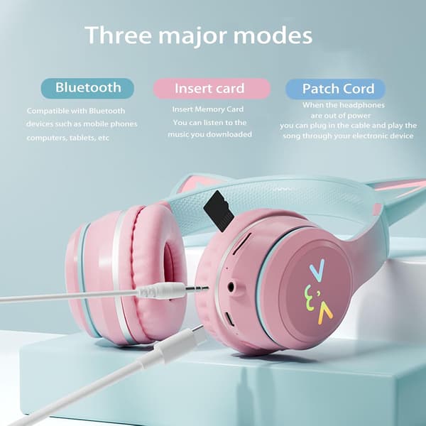 Söta lila Bluetooth-hörlurar - Trådlöst spelheadset med låg latens Bluetooth 5.0 för smartphone, surfplatta och PC