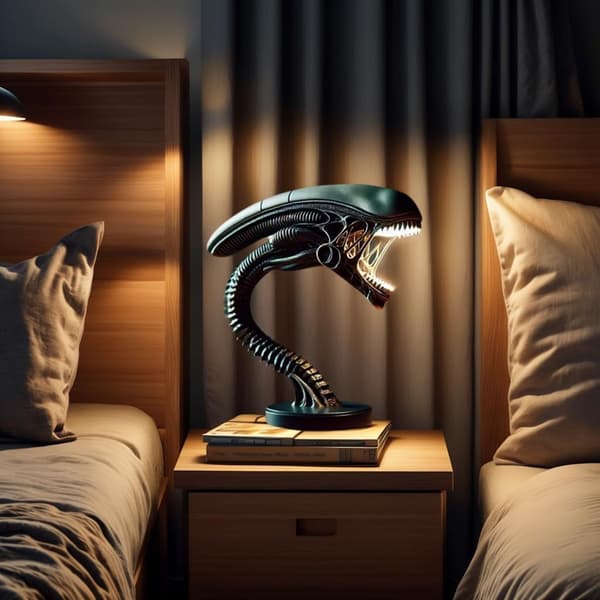 Alienformad dekorativ LED-bordslampa sci-fi-filmsamlarobjekt alien nattlampa (A-ormlampa)