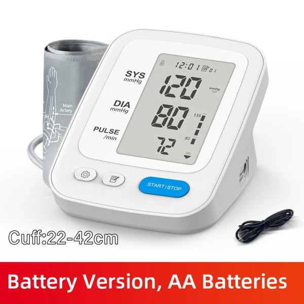 Bärbar digital överarms blodtrycksmätare mätverktyg Bärbar LCD digital 1 st tonometer blodtrycksmätare