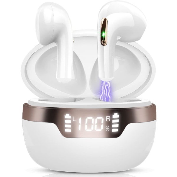 Bluetooth 5.2 hörlurar, trådlösa Bluetooth sporthörlurar Mini trådlösa in ear hörlurar, Bluetooth hörlurar med mikrofon, djup bas, USB C Fast Ch