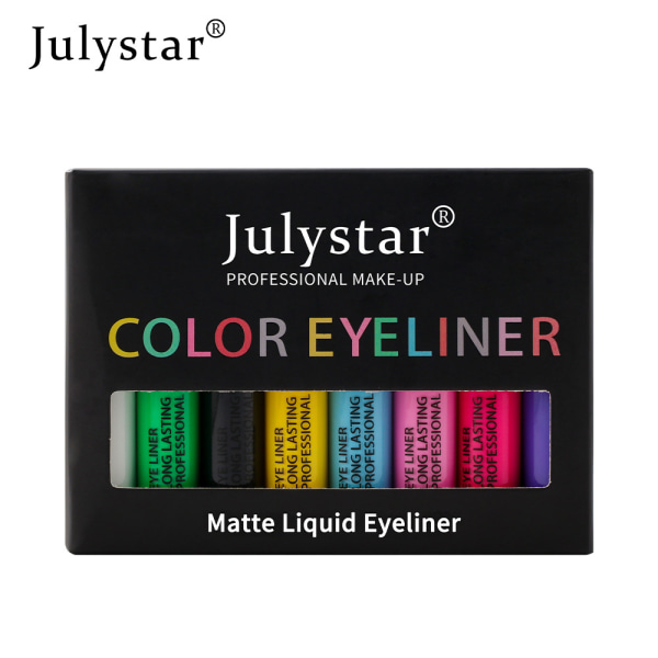 Matt vattentät vätskefärgad eyeliner, 8 färger färgglad vattentät eyeliner, fläckfri, högpigmenterad färgad ögonpenna