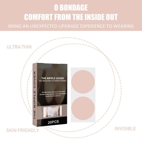 20 st cover självhäftande ultratunna hudvänliga bröstklistermärken för kvinnor