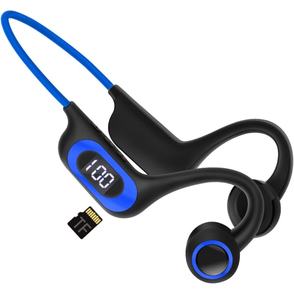 Benledning Bluetooth, sporthörlurar med mikrofon, TF-kortplats utomhus svettsäkra hörlurar, löpning, cykling, cykling, gym G3 blå