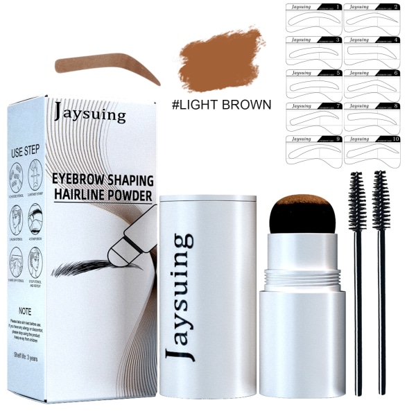 2-pack vattenfasta sminkverktyg Ögonbrynspulver Brynformning och hårfäste Concealer Powder Bärbar Långvarig ögonbrynssmink (ljusbrun set)