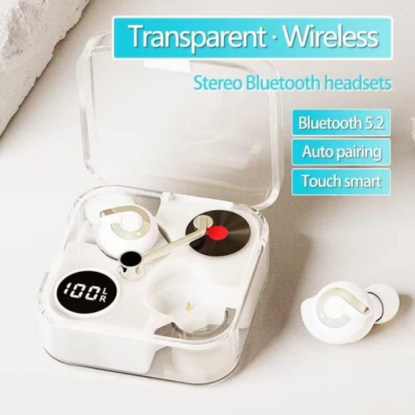 par Bluetooth hörlurar med hög kostnadseffektivitet, ultralång standby osynlig i örat sportminihörlurar (vita)