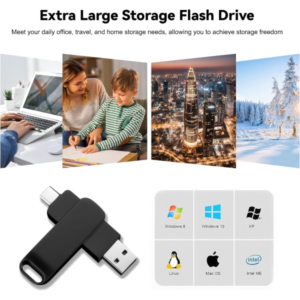 USB minne, case, robust och fallsäker, lämplig för PC/surfplattor/notebooks, mobiltelefoner med USB-C-kontakt 16g