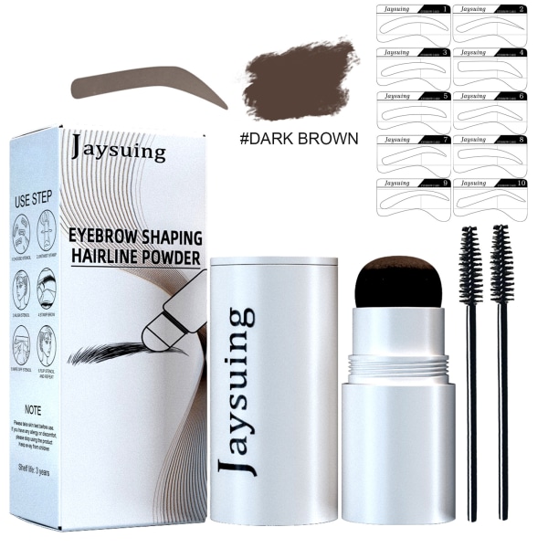 2-pack vattenfasta sminkverktyg Ögonbrynspulver Brynformning och hårfäste Concealer Powder Bärbar Långvarig ögonbrynssmink (mörkbrunt set)