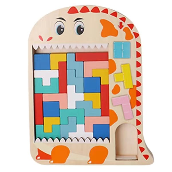Multifunktionell Tetris-leksak Tangram Pusselleksak 3 i 1-mönster Brain Teaser Brädspel 3D-aktivitet Blockblock 2 3 4 år gammal