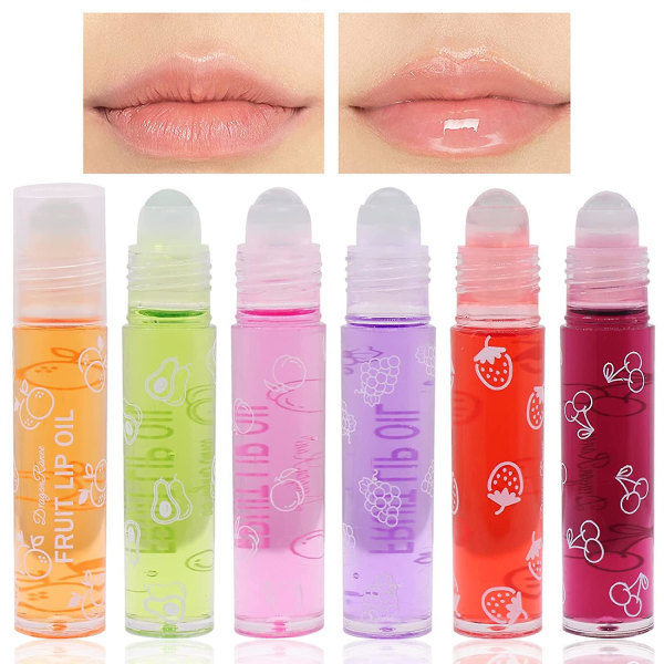 6st Glitter Lip Gloss Roll On Färglöst Lip Gloss Transparent Lip Shiner Roll-on Lip Gloss Set