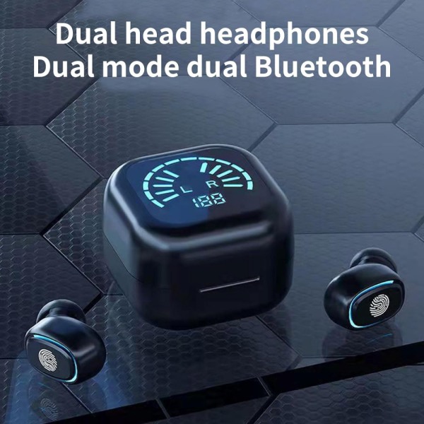 Trådlösa öronproppar, Bluetooth hörlurar, mini i örat lätta hörlurar med mikrofon, LED power display-skärm, HiFi-stereo, sportöron