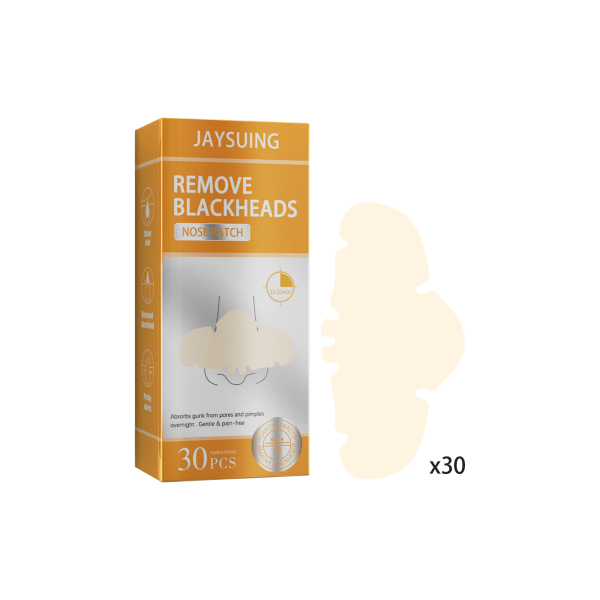 1 förpackning - Anti-Blackhead Patch för näsa - Tar bort akne och pormaskar från porerna och rensar porerna omedelbart - 30 ark