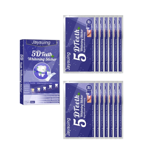 5D Gel tandblekningsremsor Vit tand tandvårdssats Oral Hygiene Care Strip för löständer Faner Tandläkare Whiten gel