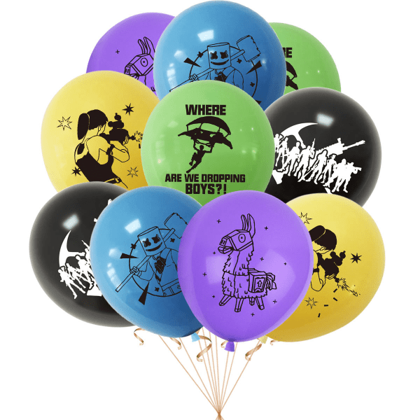 Fortnite-tema födelsedagsfest Dekor Ballong Banner Cake Topper Set,11