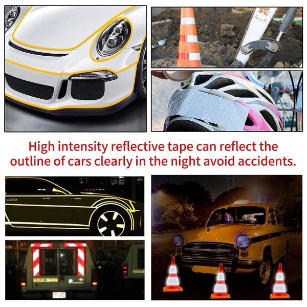 Reflextejp Vattentät för fordon, 2-pack 5cm*3m högintensiva reflekterande varningsdekaler, reflekterande band