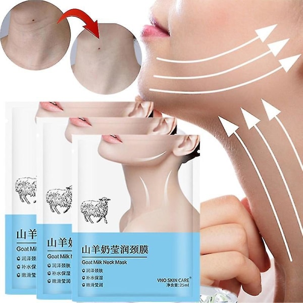 10st Getmjölk Halsmask Kollagen Uppstramande Anti-rynkblekning Anti-aging Mask Skönhet Fuktgivande Lift Neck