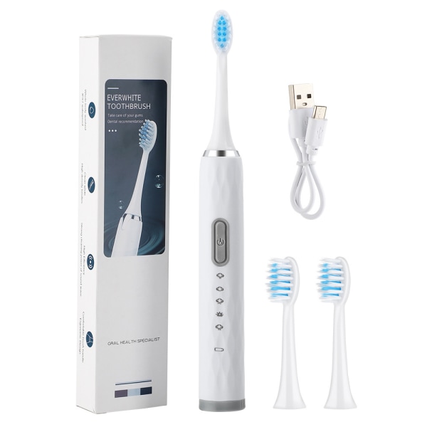5-växlad elektrisk tandborste, 3 borsthuvuden, uppladdningsbar automatisk tandborste med mjukt borst, vattentät elektrisk tandborste, vuxenmodell